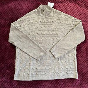 NEW Horizontal Cables Mock-Neck Sweater Medium